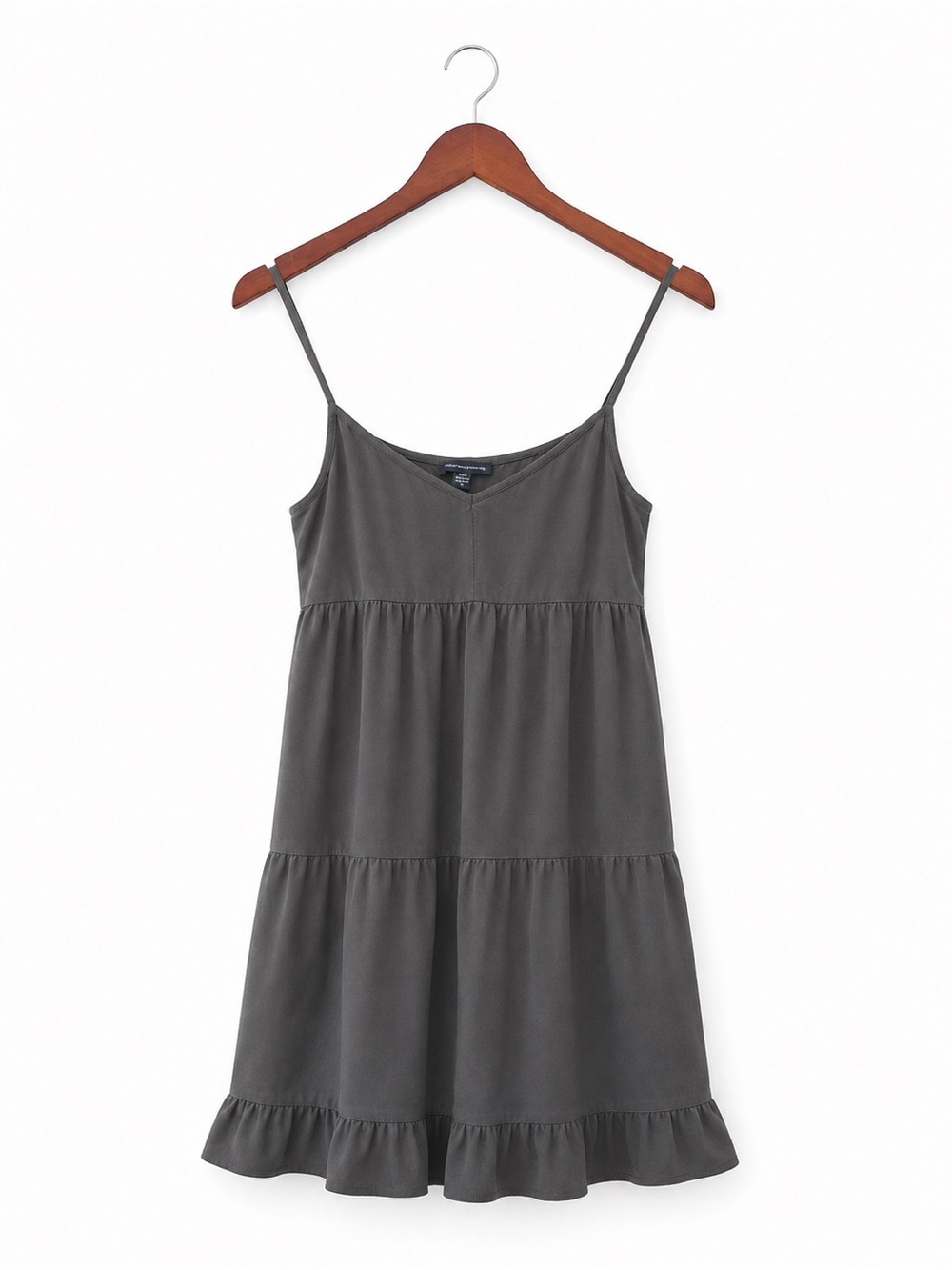 American Eagle Outfitters Charcoal Gray Tiered Spaghetti Strap Dress